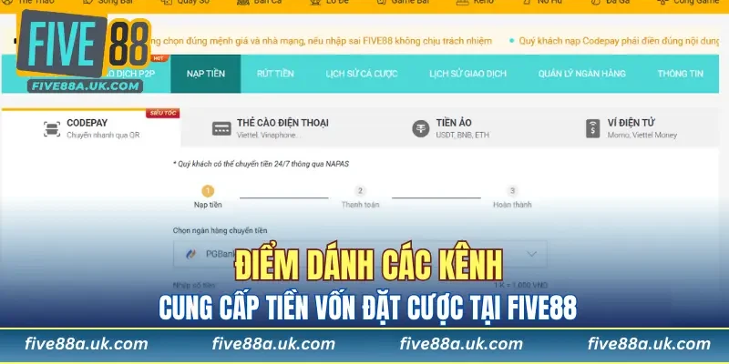 Nạp Tiền FIVE88 - Hướng Dẫn Tân Thủ Cấp Vốn Đặt Cược 7 FIVE88 cung cấp đa dạng hình thức nạp tiền