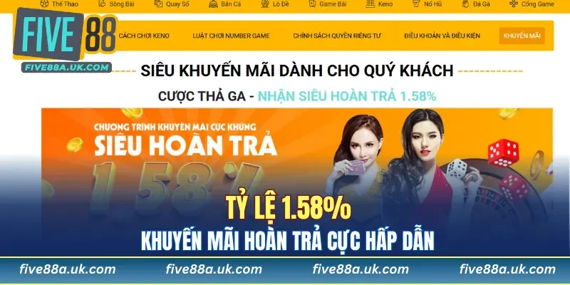 Khuyến Mãi FIVE88 7 Giá trị hoàn trả siêu hấp dẫn cho hội viên mỗi ngày